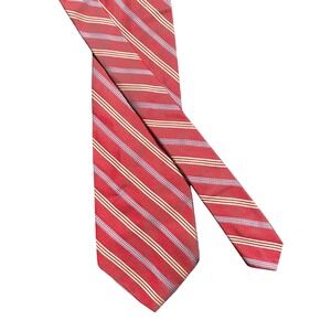 Brooks Brothers 346 Pure‎ Silk Necktie Striped Red Beige Blue Mens Fashion